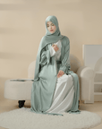 4pcs Satin Abaya Set Elegant Muslim Women’s Robe - Ergosalah - Ergonomic padded prayer mat for knee support