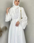 Chiffon Abaya Set with Matching Hijab & Belt - Ergosalah - Ergonomic padded prayer mat for knee support