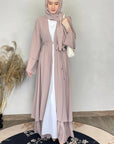Chiffon Abaya Set with Matching Hijab & Belt - Ergosalah - Ergonomic padded prayer mat for knee support