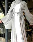 Chiffon Abaya Set with Matching Hijab & Belt - Ergosalah - Ergonomic padded prayer mat for knee support