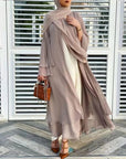 Chiffon Abaya Set with Matching Hijab & Belt - Ergosalah - Ergonomic padded prayer mat for knee support