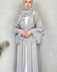 Chiffon Abaya Set with Matching Hijab & Belt - Ergosalah - Ergonomic padded prayer mat for knee support