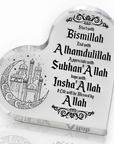 Islamic Heart Shaped Acrylic Ornament (10cmx10cm) – Home Decor & Gift - Ergosalah - Ergonomic padded prayer mat for knee support