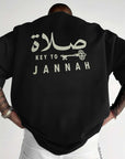 Men's Islamic Arabic Calligraphy T-Shirt - Royal Blue with Key to Design - Breathable Moisture - Wicking Fabric - Casual Everyday & Eid Prayer Shirt - Machine Washable Muslim Apparel, Muslim Dress, Religious Event Attire, Graphic Back Design, Comfortable Fi - Ergosalah - Ergonomic padded prayer mat for knee support
