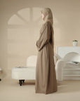 Modest 2 - Piece Linen Turkish Abaya Set - Ergosalah - Ergonomic padded prayer mat for knee support