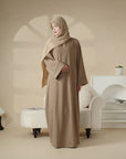 Modest 2 - Piece Linen Turkish Abaya Set - Ergosalah - Ergonomic padded prayer mat for knee support