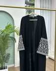 Open Linen Embroidered Abaya - Ergosalah - Ergonomic padded prayer mat for knee support