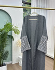 Open Linen Embroidered Abaya - Ergosalah - Ergonomic padded prayer mat for knee support