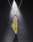 Palestine Arabic Calligraphy Map Necklace Unisex - Ergosalah - Ergonomic padded prayer mat for knee support
