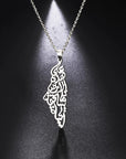 Palestine Arabic Calligraphy Map Necklace Unisex - Ergosalah - Ergonomic padded prayer mat for knee support