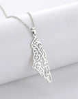 Palestine Arabic Calligraphy Map Necklace Unisex - Ergosalah - Ergonomic padded prayer mat for knee support