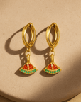 Palestine Watermelon Gold Earrings - Ergosalah - Ergonomic padded prayer mat for knee support