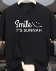 Smile Letter Print Men's T-Shirt - Breathable, Soft Polyester Casual Summer Tee for Outdoor & Everyday Fashion - Ergosalah - Ergonomic padded prayer mat for knee support