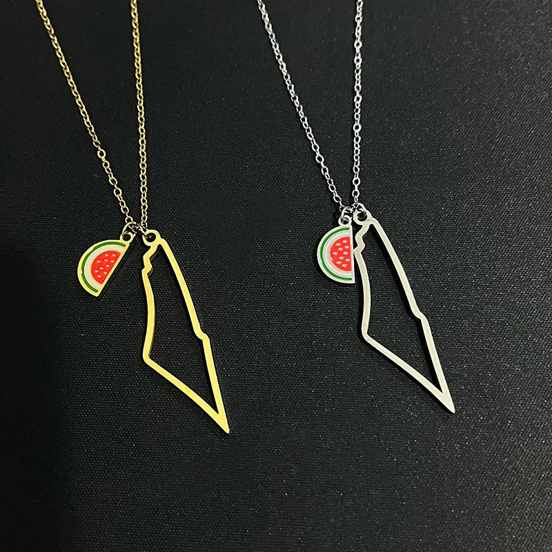 1934 Watermelon Palestine Map Necklace Unisex - Ergosalah - Ergonomic padded prayer mat for knee support