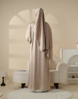 4pcs Satin Abaya Set Elegant Muslim Women’s Robe - Ergosalah - Ergonomic padded prayer mat for knee support