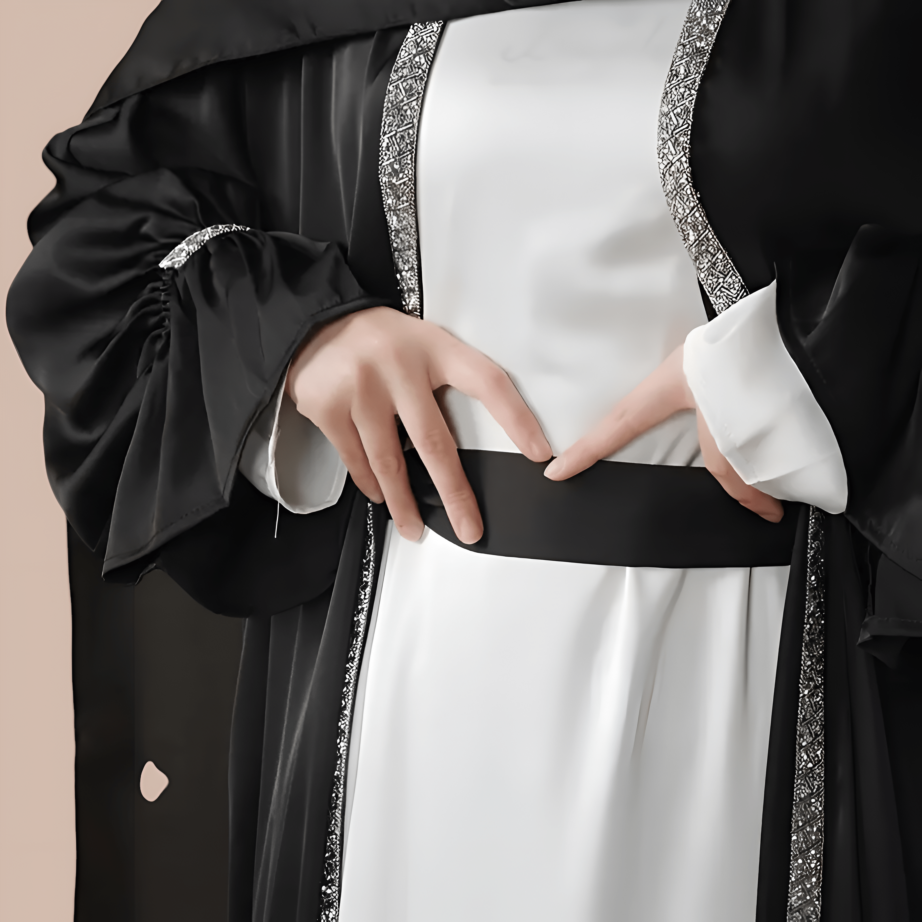 4pcs Satin Abaya Set Elegant Muslim Women’s Robe - Ergosalah - Ergonomic padded prayer mat for knee support