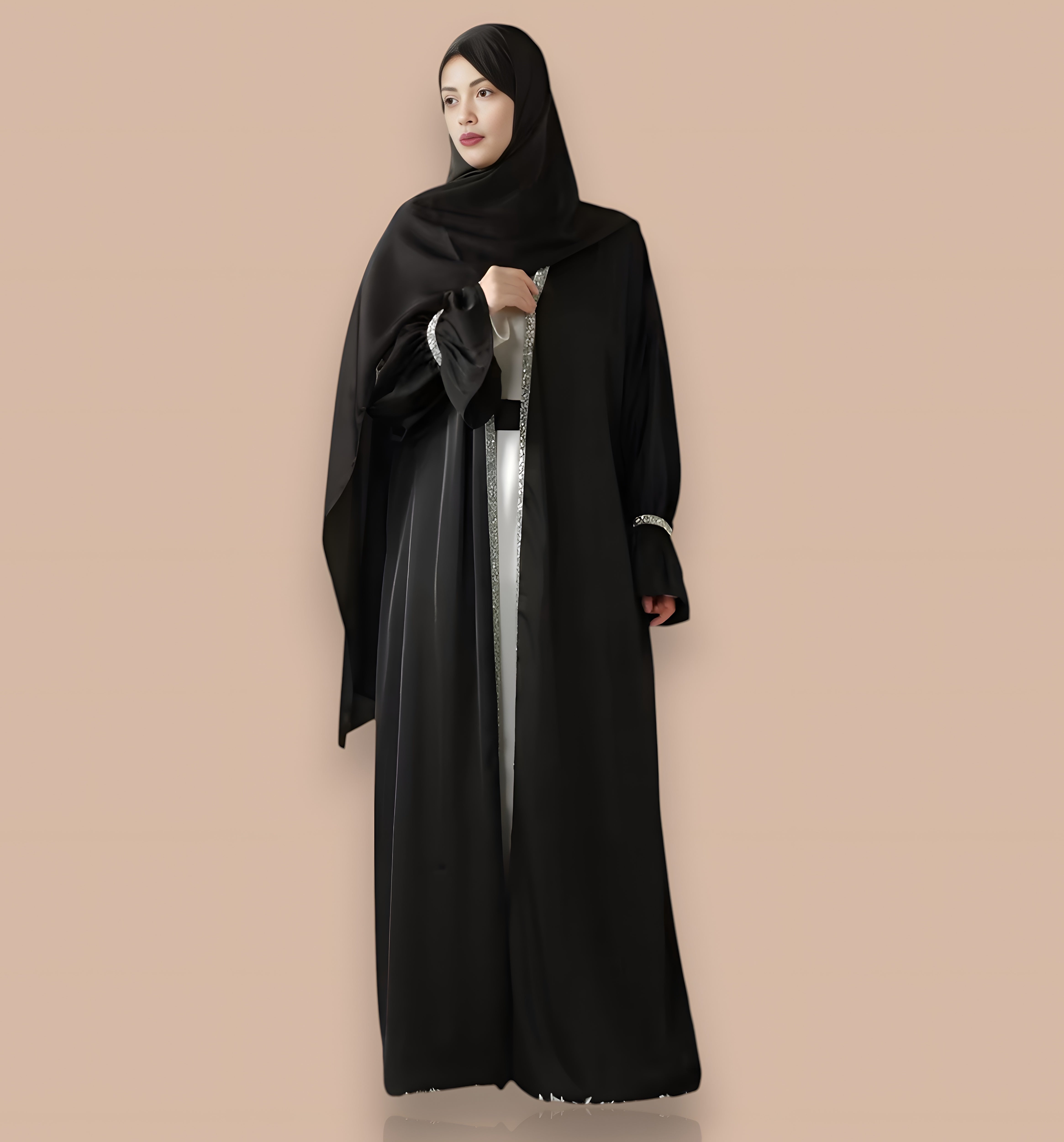 4pcs Satin Abaya Set Elegant Muslim Women’s Robe - Ergosalah - Ergonomic padded prayer mat for knee support