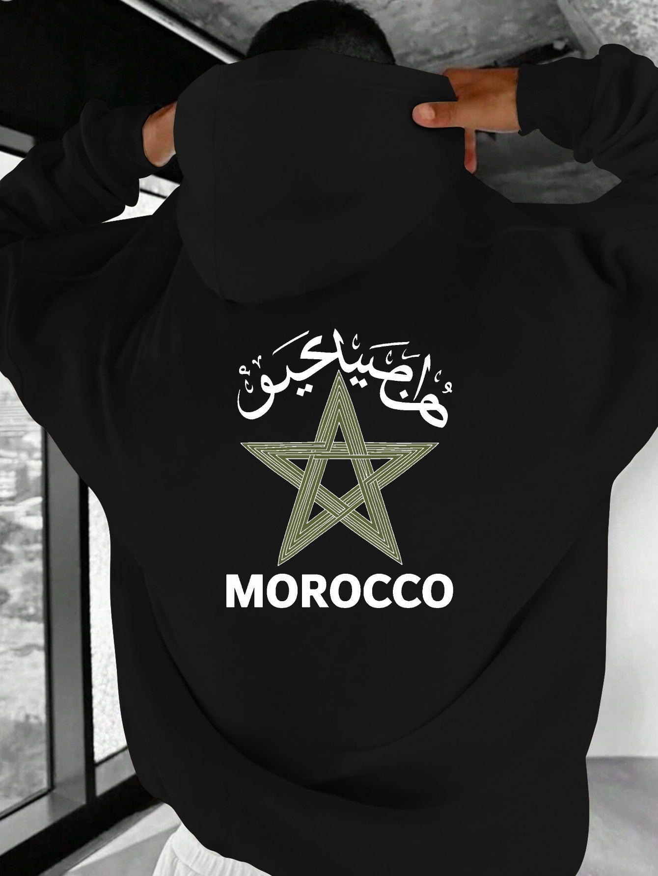 Arabic Morocco Hoodie | Unisex Back Print - Ergosalah - Ergonomic padded prayer mat for knee support
