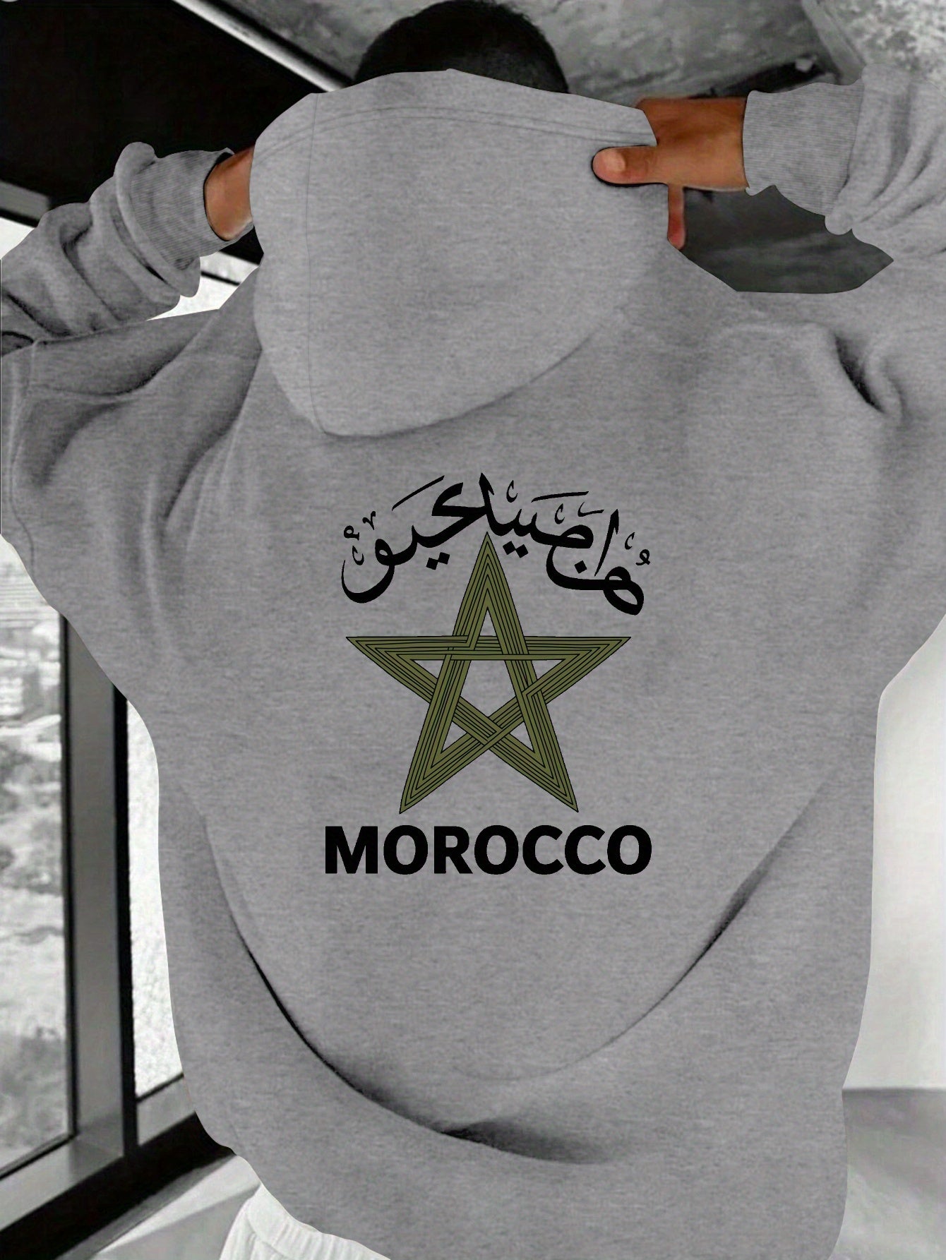 Arabic Morocco Hoodie | Unisex Back Print - Ergosalah - Ergonomic padded prayer mat for knee support
