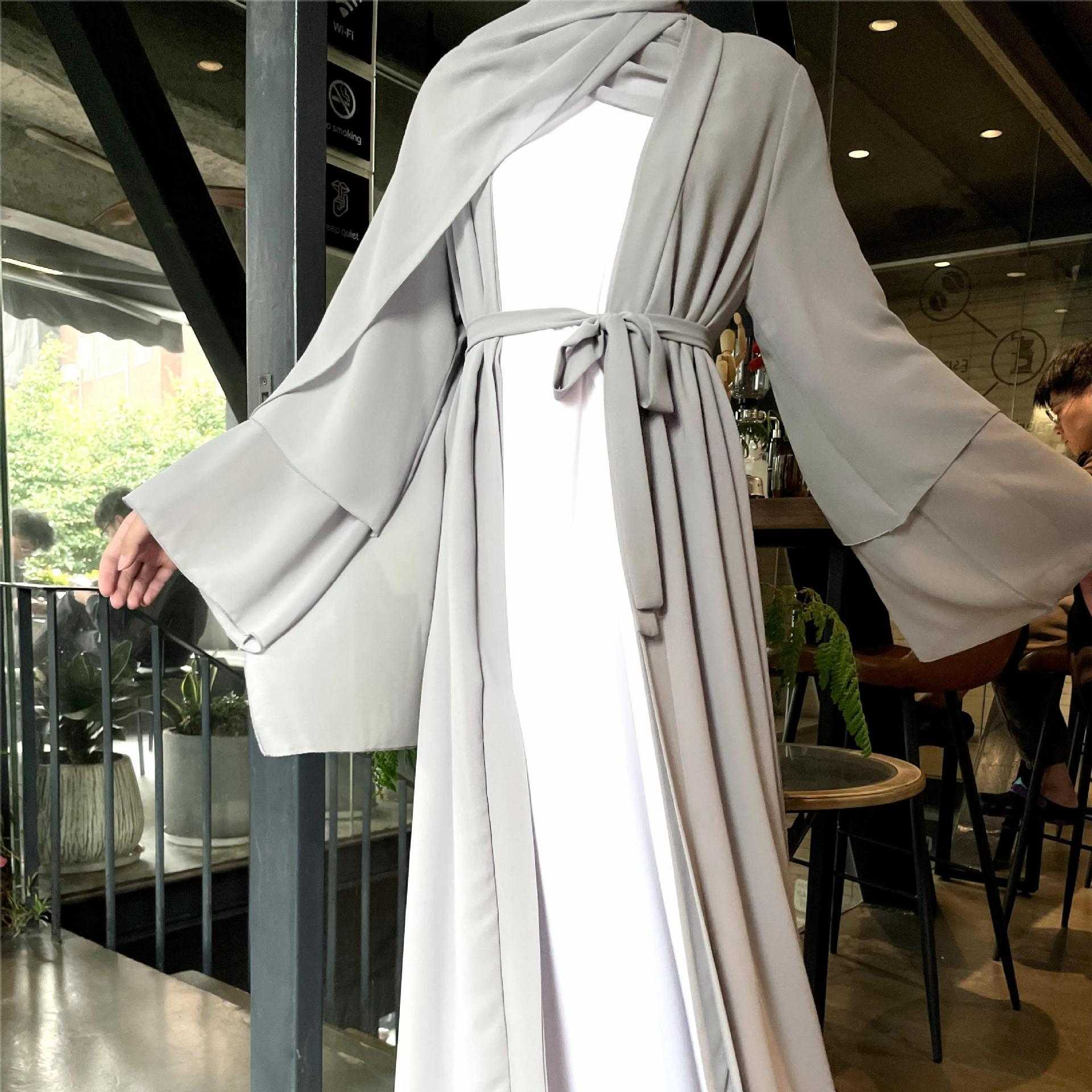Chiffon Abaya Set with Matching Hijab & Belt - Ergosalah - Ergonomic padded prayer mat for knee support