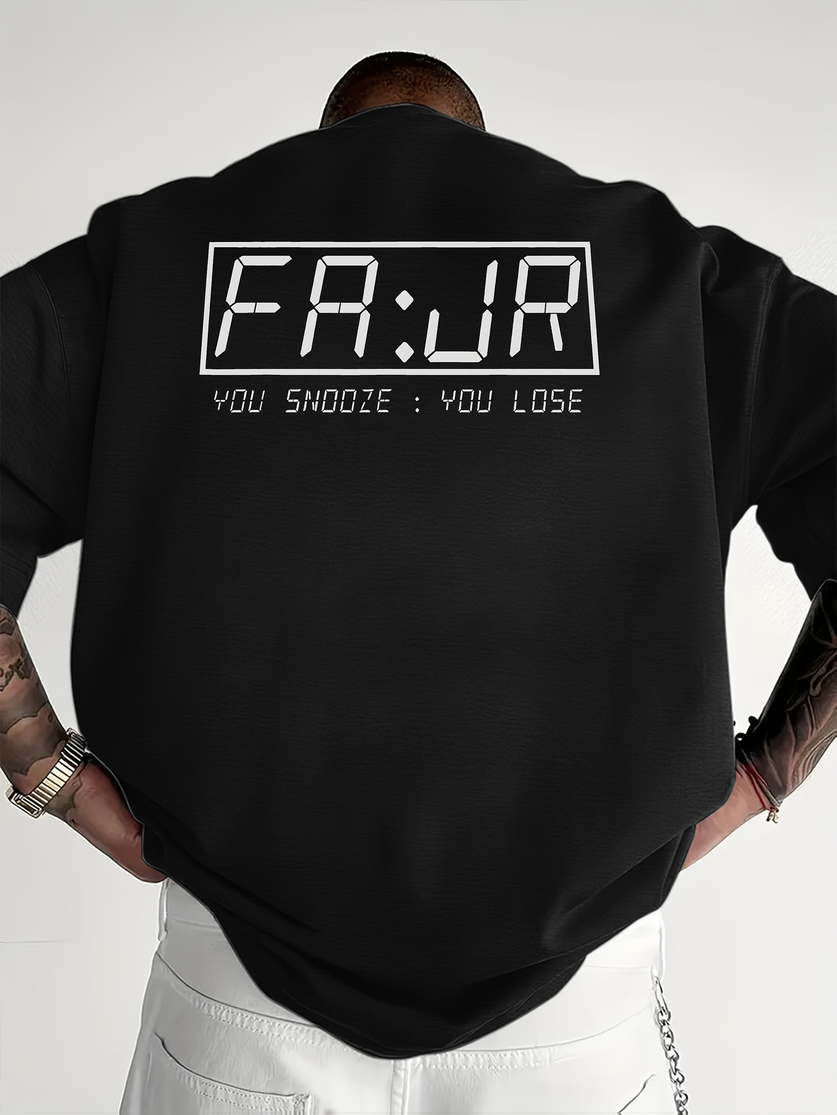 Dawn Time Muslim Ramadan Men's Casual Short Sleeve T-Shirt - FAJR Prayer Time Graphic Print, Breathable 100% Polyester, Round Neck Regular Fit Tee for Summer, Black with White Lettering, Relaxed Outing Attire, Medium Stretch Fabric - Ergosalah - Ergonomic padded prayer mat for knee support