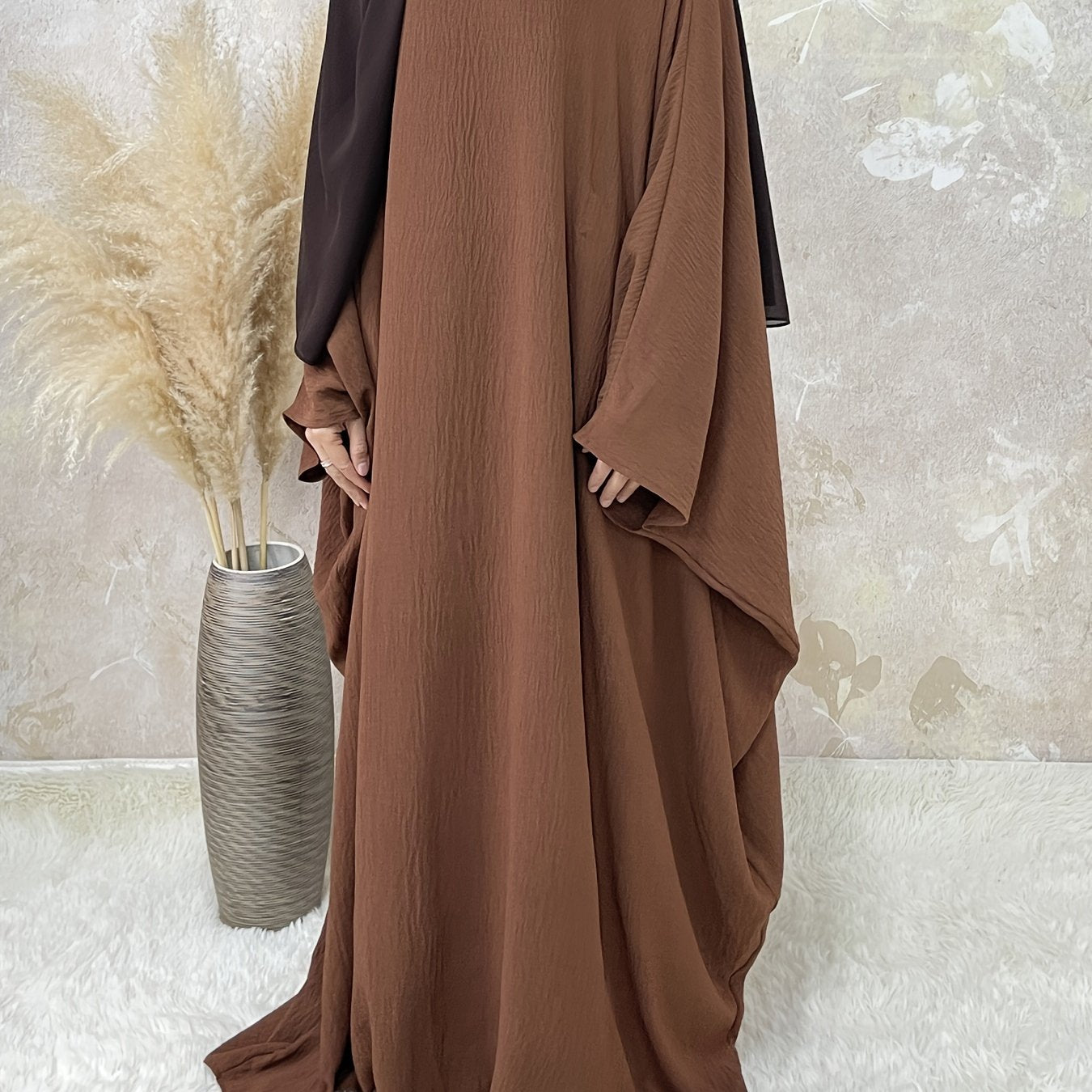 Duaa - Ice silk Abaya (without hijab) - Ergosalah - Ergonomic padded prayer mat for knee support