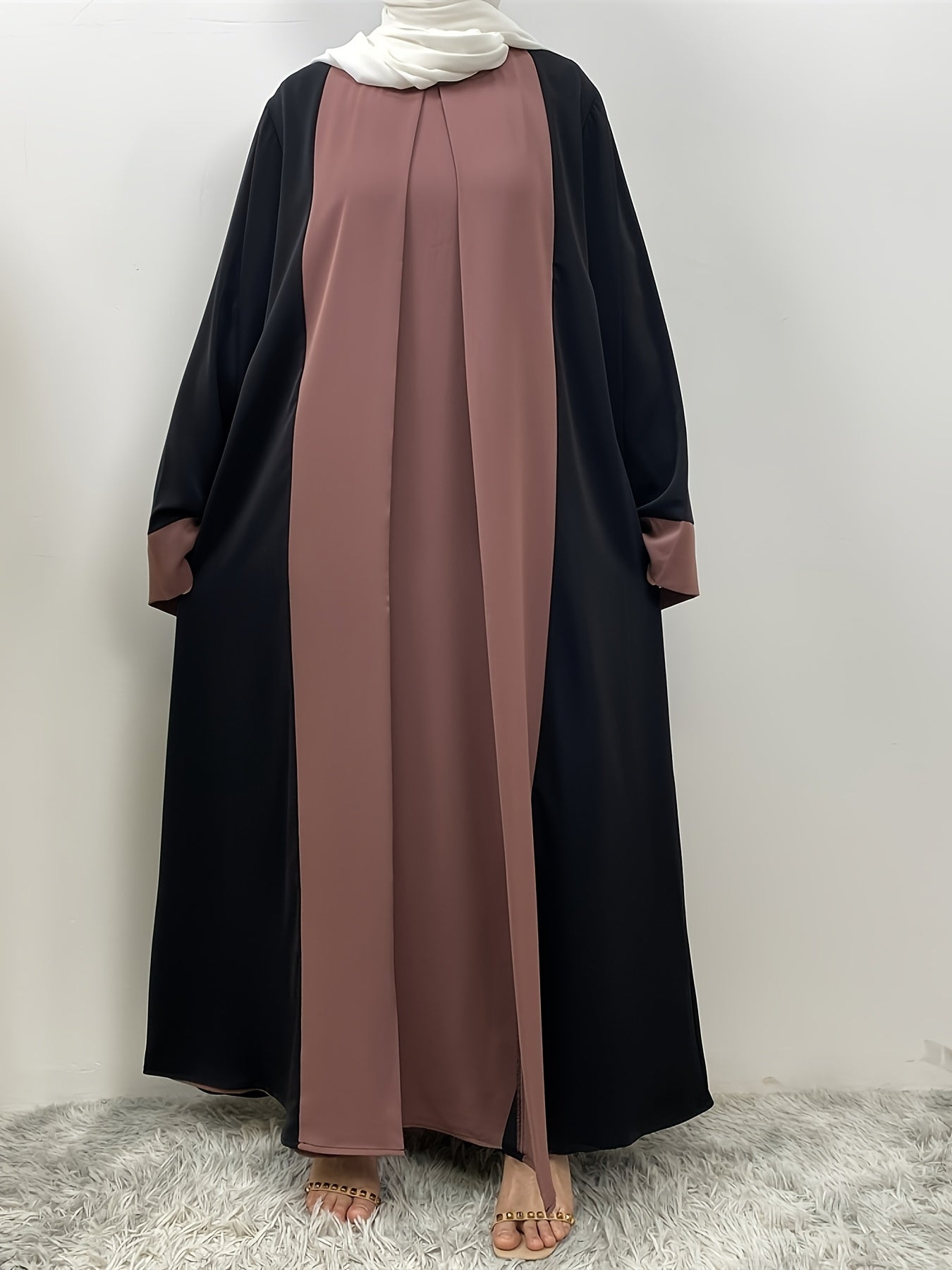 Elegant Faux Two - Piece Abaya - Ergosalah - Ergonomic padded prayer mat for knee support