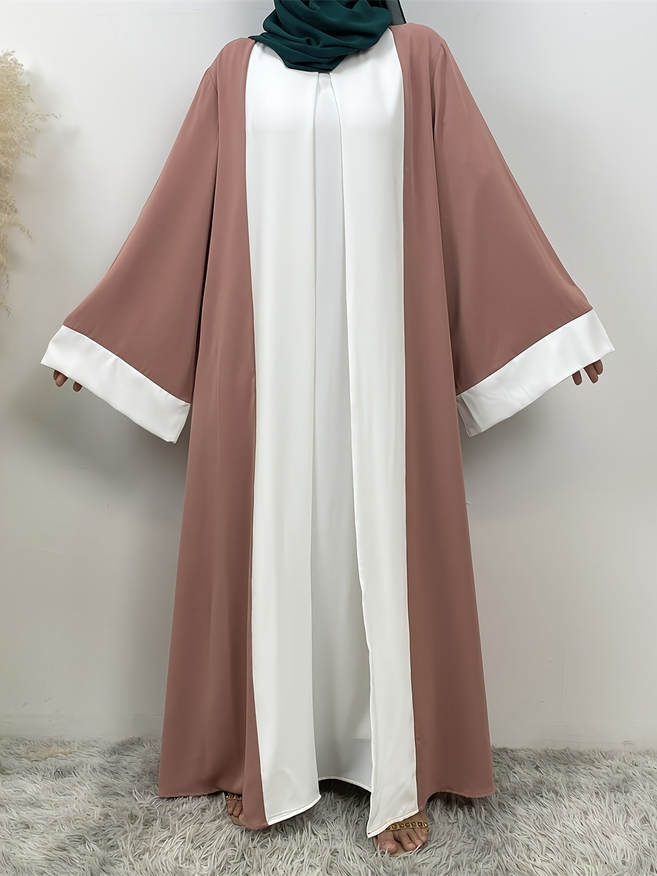 Elegant Faux Two - Piece Abaya - Ergosalah - Ergonomic padded prayer mat for knee support