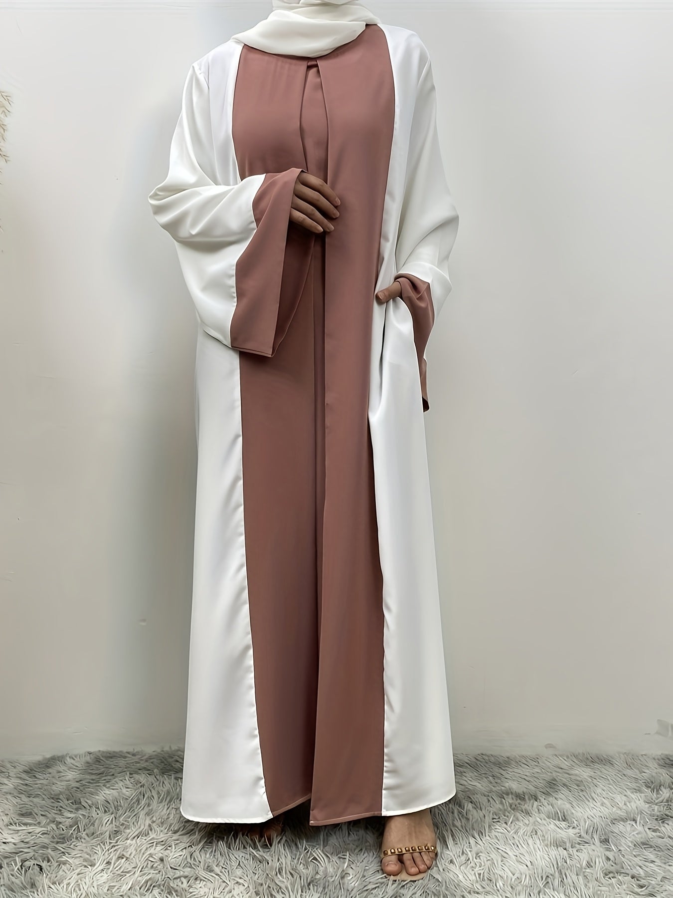 Elegant Faux Two - Piece Abaya - Ergosalah - Ergonomic padded prayer mat for knee support