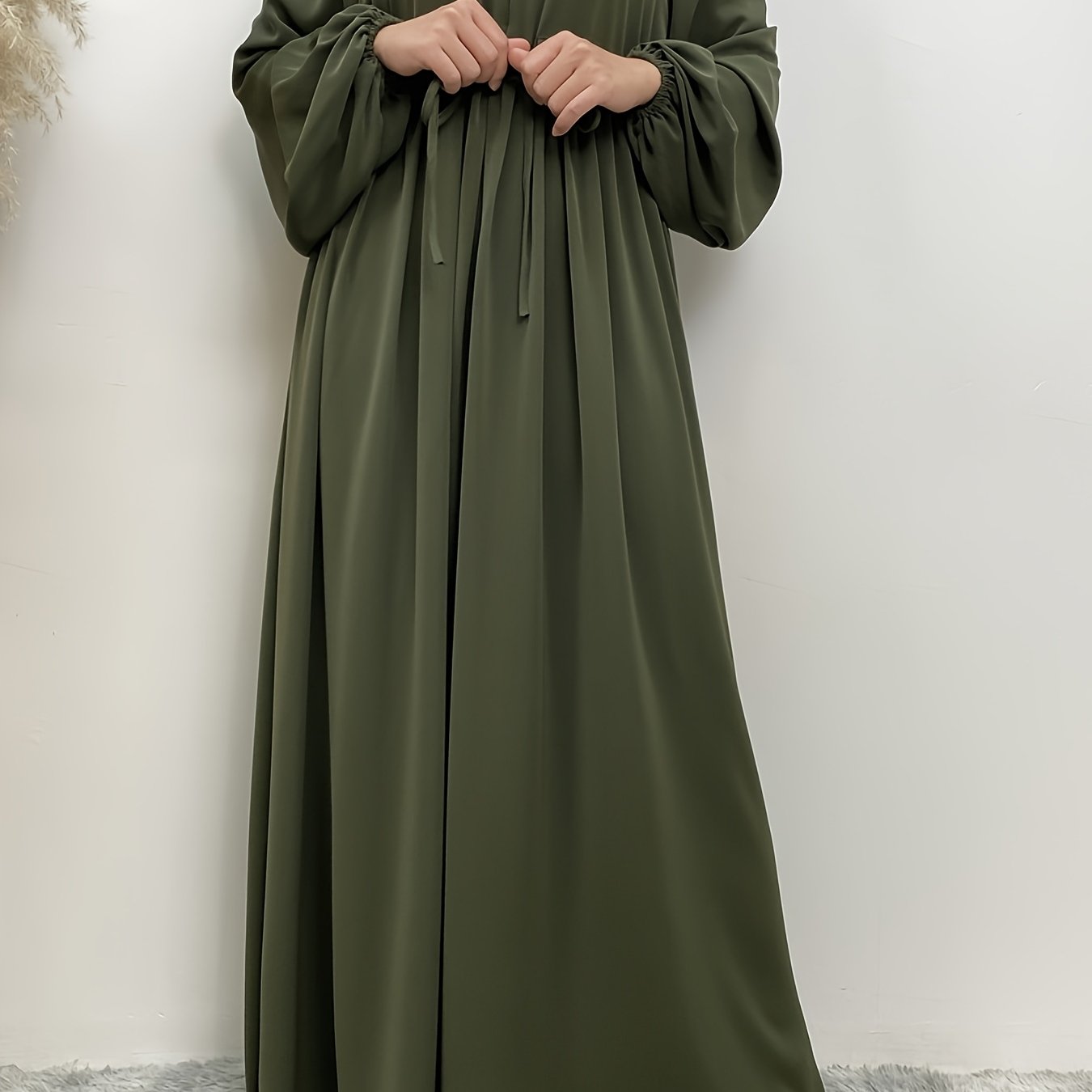 Elegant Long Sleeve Zipper Abaya - Ergosalah - Ergonomic padded prayer mat for knee support