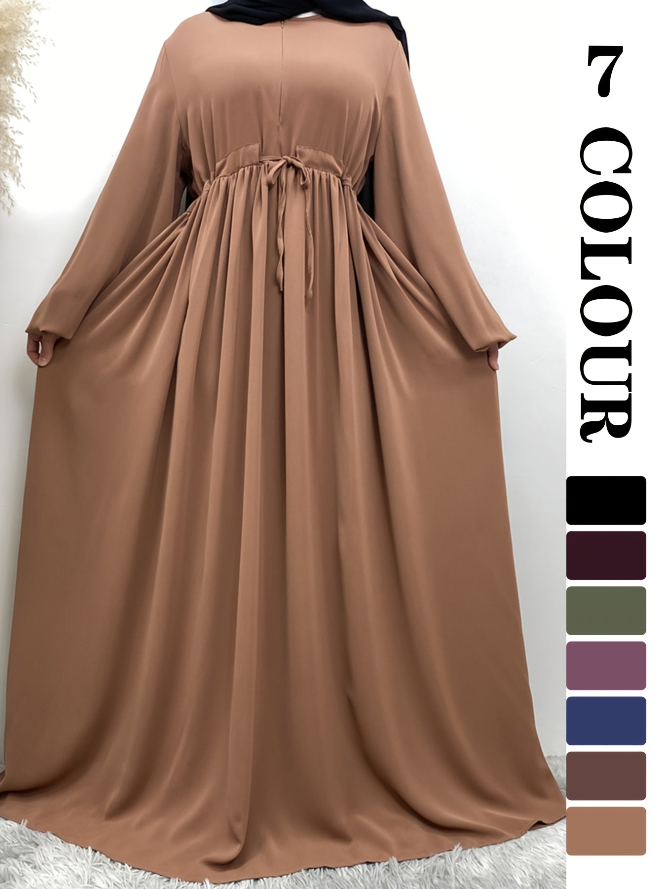 Elegant Long Sleeve Zipper Abaya - Ergosalah - Ergonomic padded prayer mat for knee support