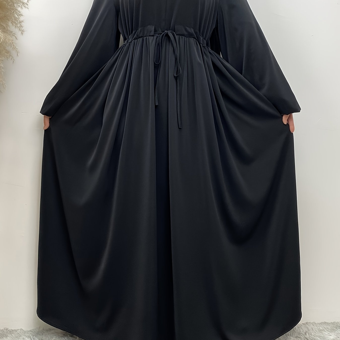 Elegant Long Sleeve Zipper Abaya - Ergosalah - Ergonomic padded prayer mat for knee support