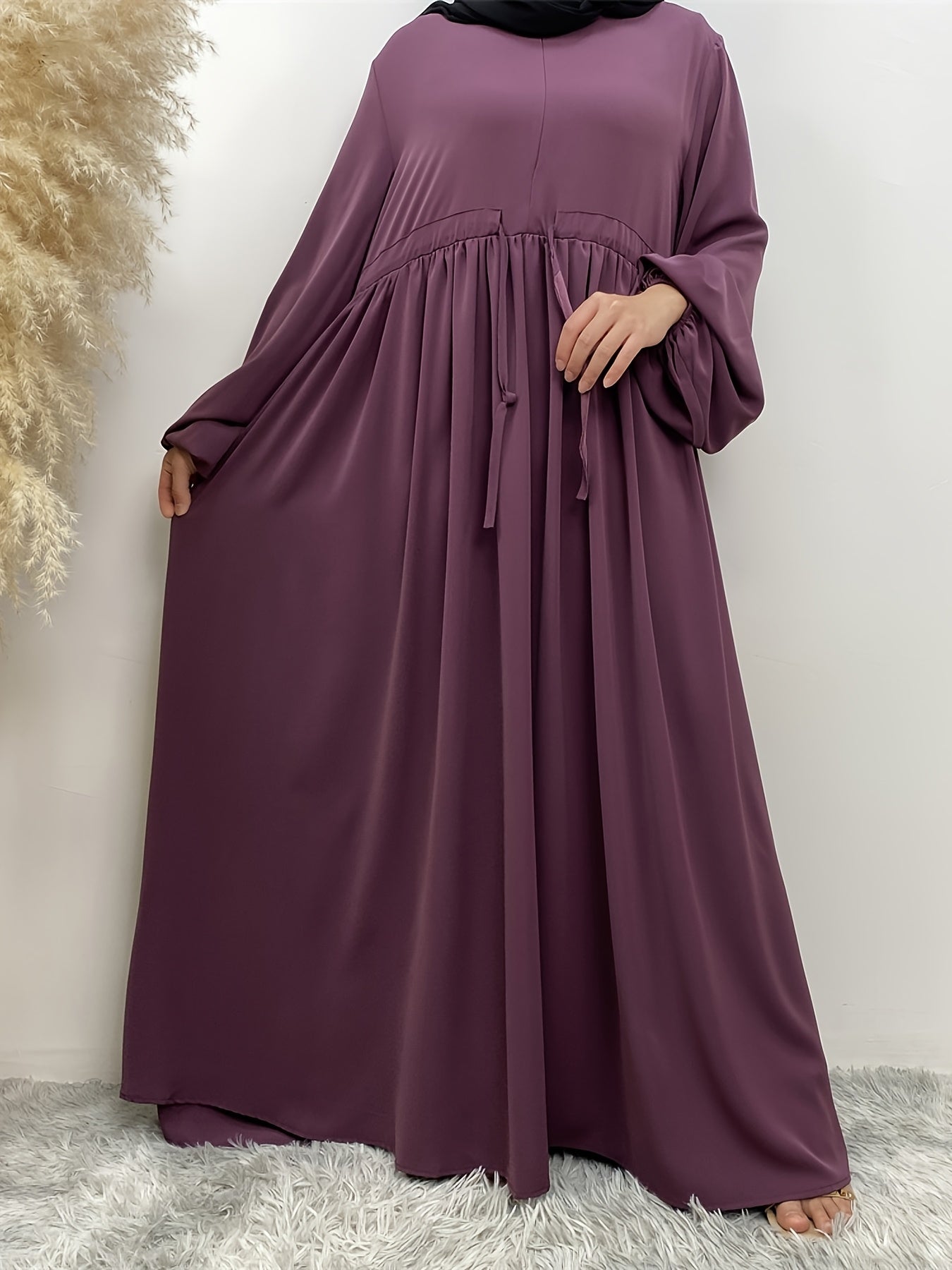 Elegant Long Sleeve Zipper Abaya - Ergosalah - Ergonomic padded prayer mat for knee support
