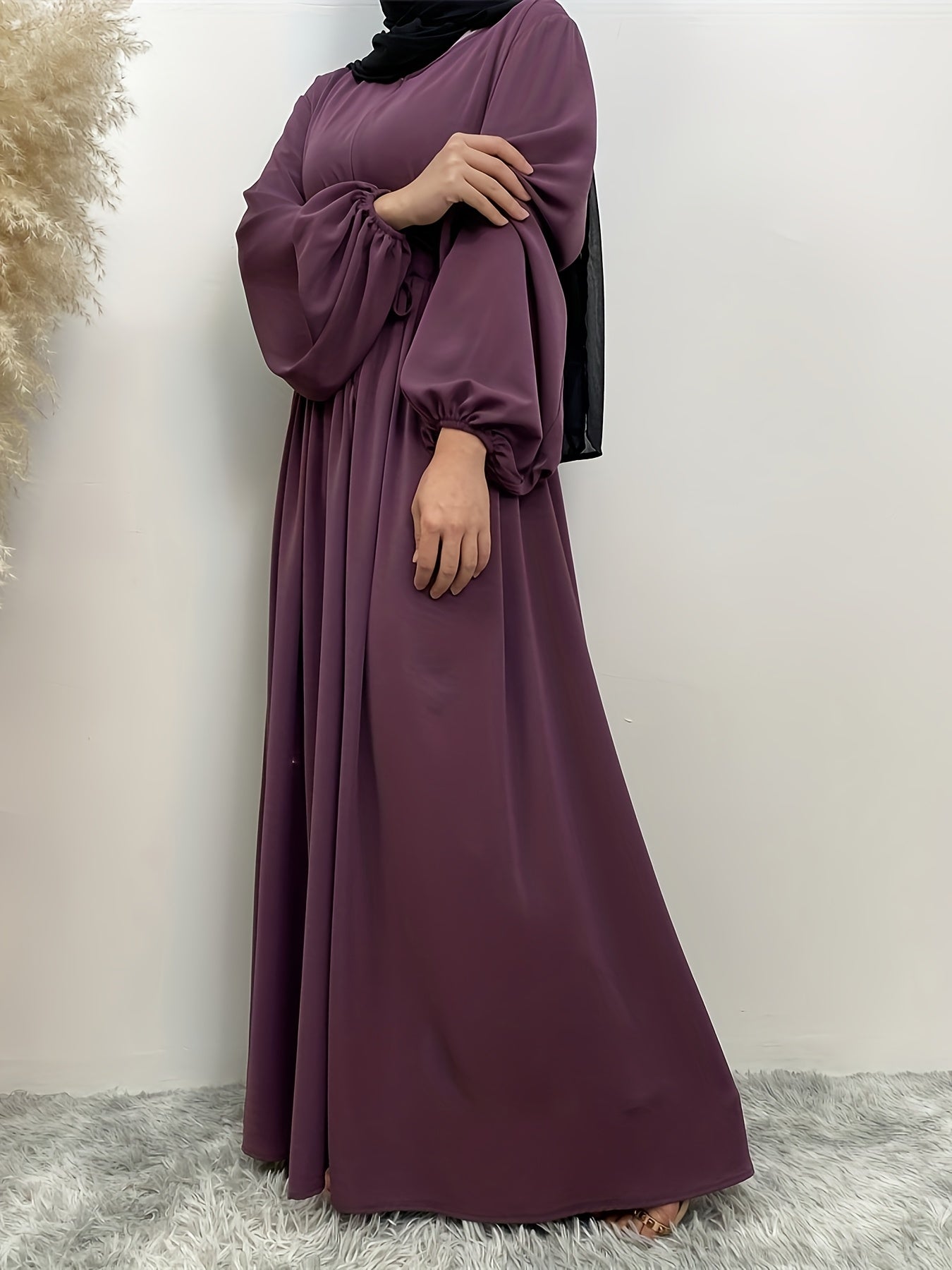 Elegant Long Sleeve Zipper Abaya - Ergosalah - Ergonomic padded prayer mat for knee support