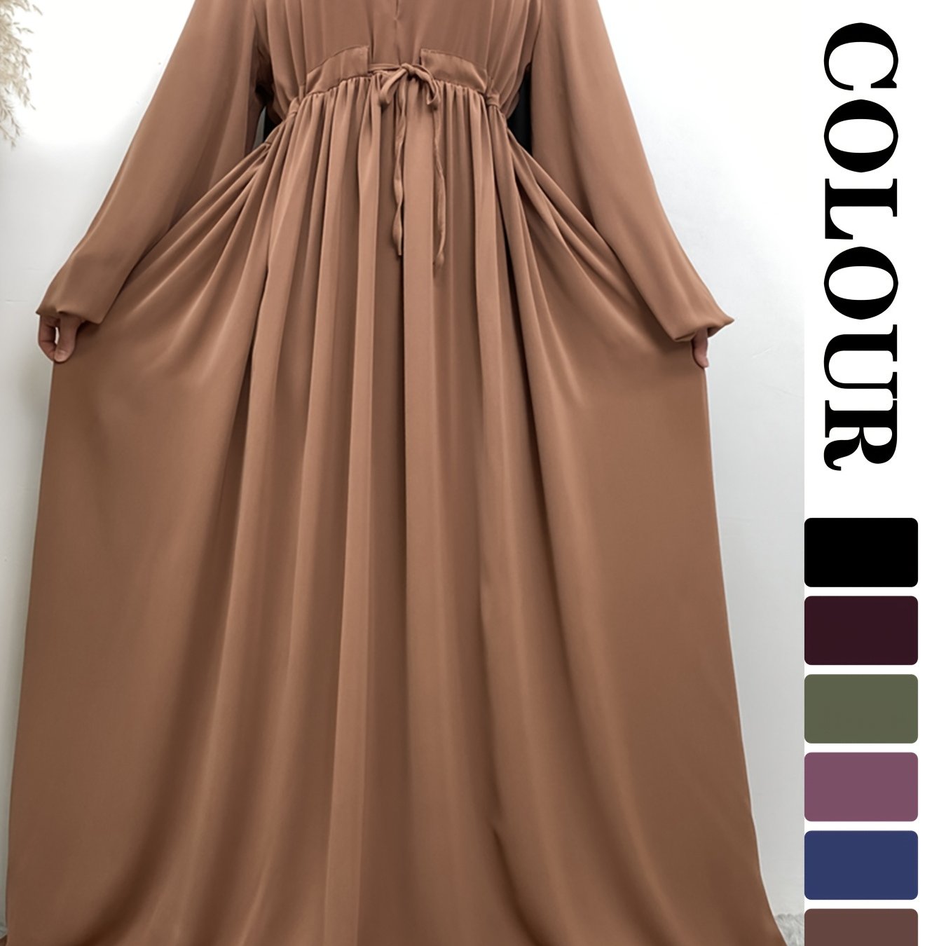 Elegant Long Sleeve Zipper Abaya - Ergosalah - Ergonomic padded prayer mat for knee support