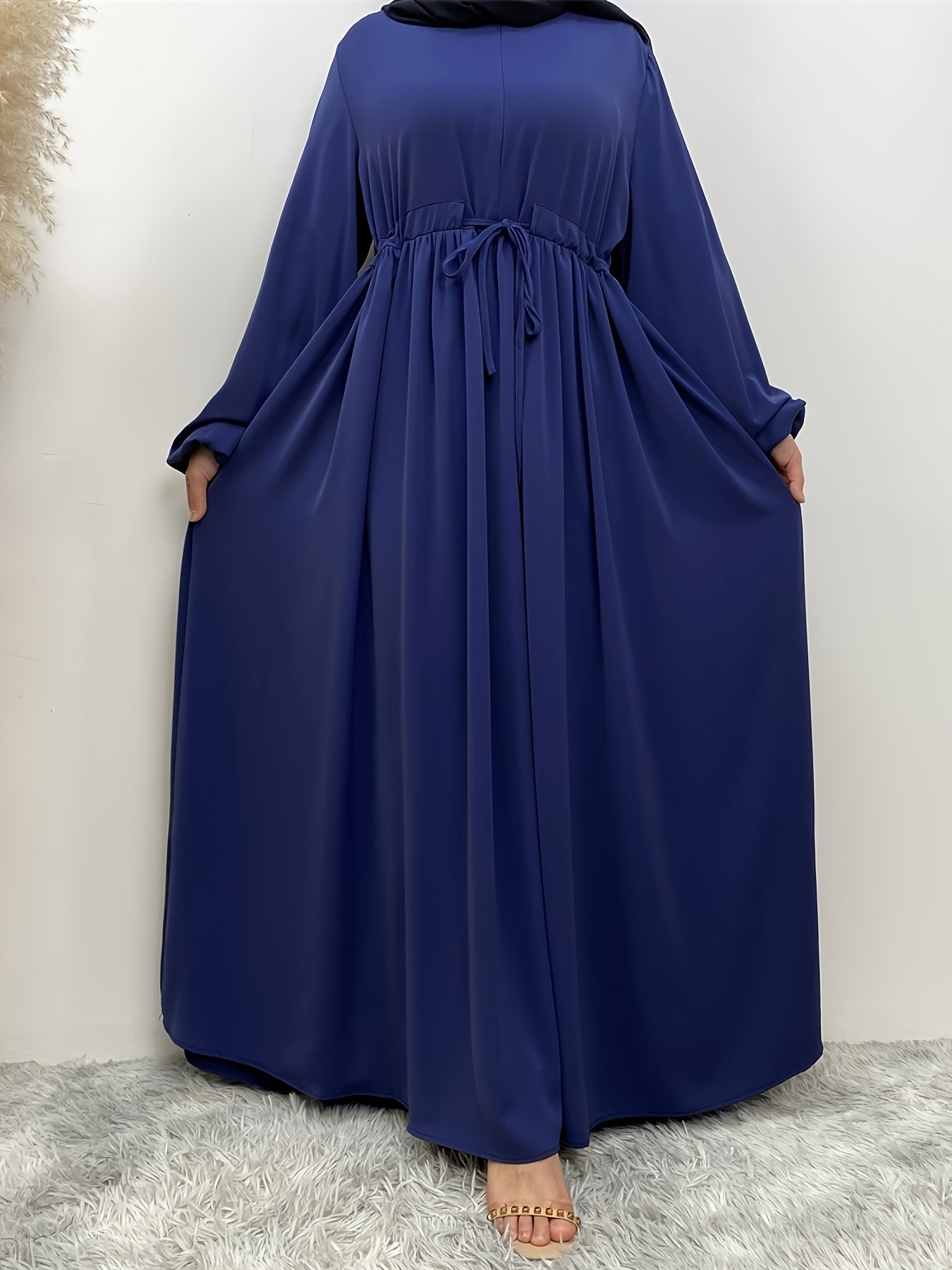 Elegant Long Sleeve Zipper Abaya - Ergosalah - Ergonomic padded prayer mat for knee support