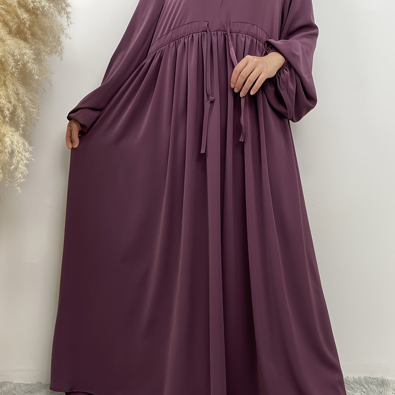 Elegant Long Sleeve Zipper Abaya - Ergosalah - Ergonomic padded prayer mat for knee support