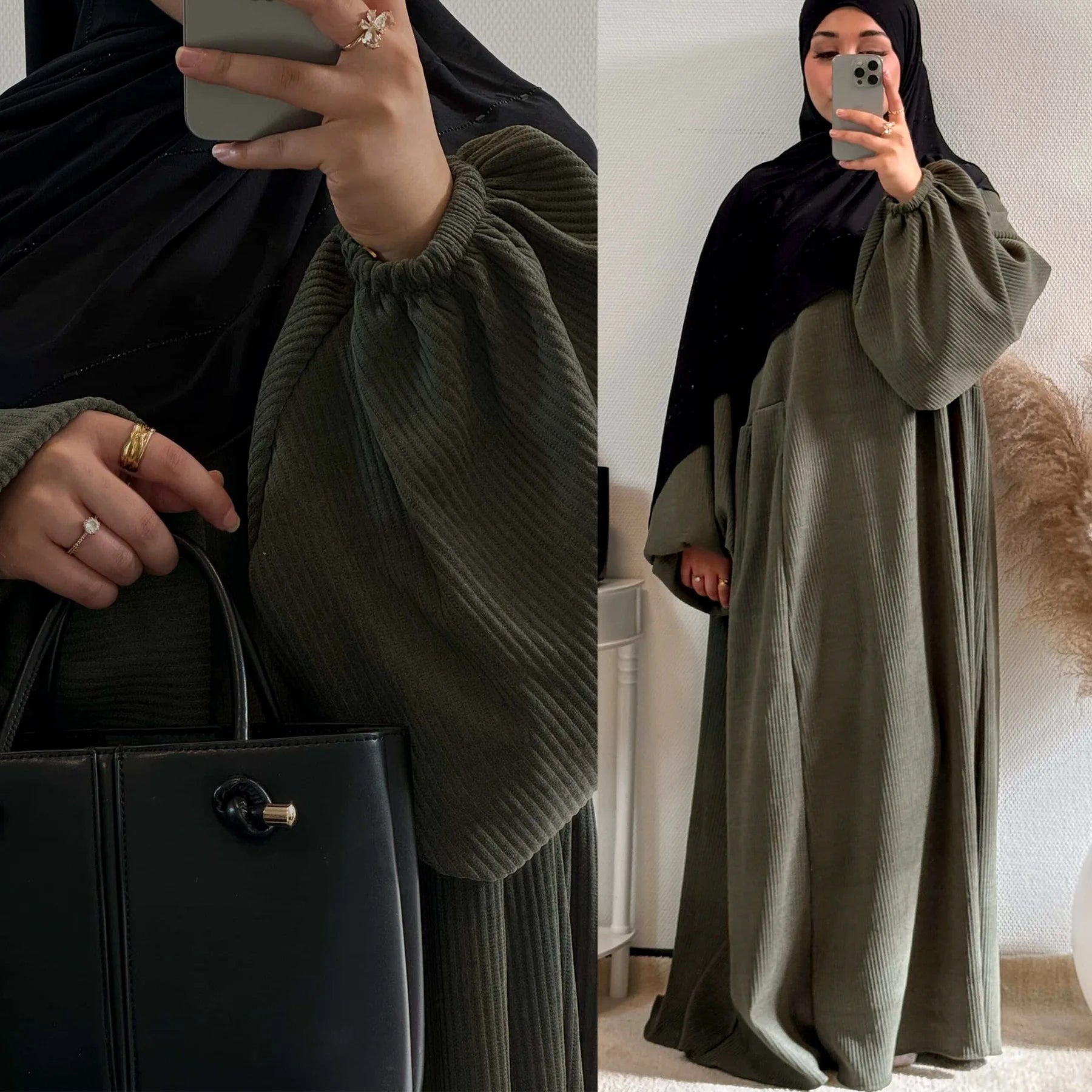 Elegant Warm Corduroy Abaya - Ergosalah - Ergonomic padded prayer mat for knee support