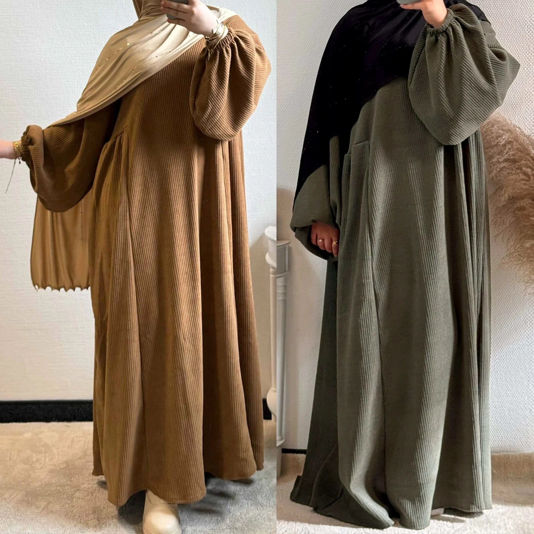 Elegant Warm Corduroy Abaya - Ergosalah - Ergonomic padded prayer mat for knee support