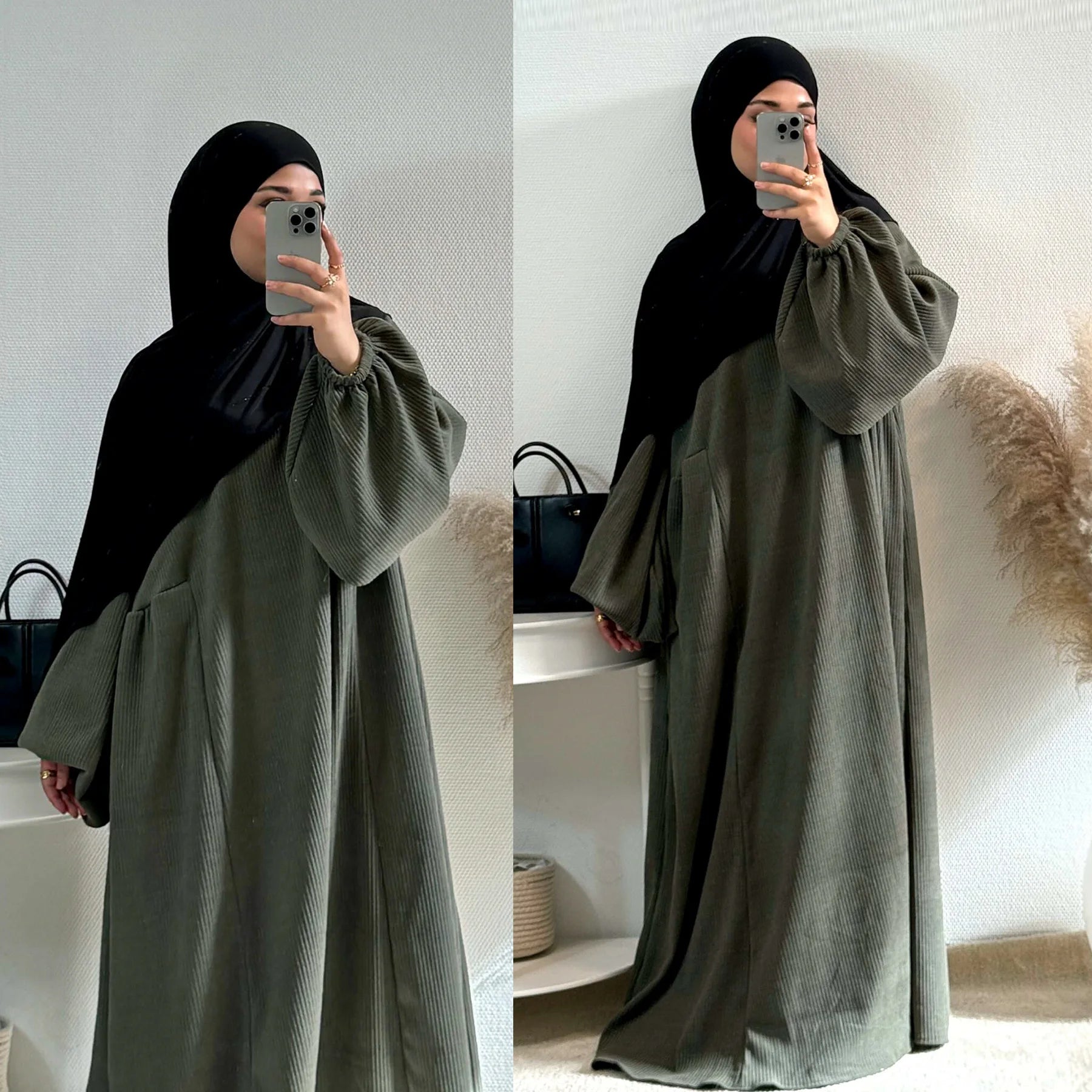 Elegant Warm Corduroy Abaya - Ergosalah - Ergonomic padded prayer mat for knee support