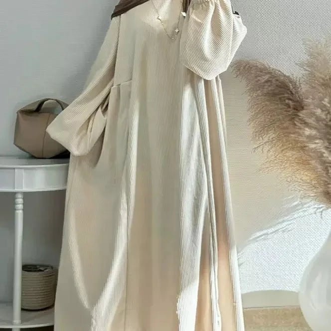 Elegant Warm Corduroy Abaya - Ergosalah - Ergonomic padded prayer mat for knee support
