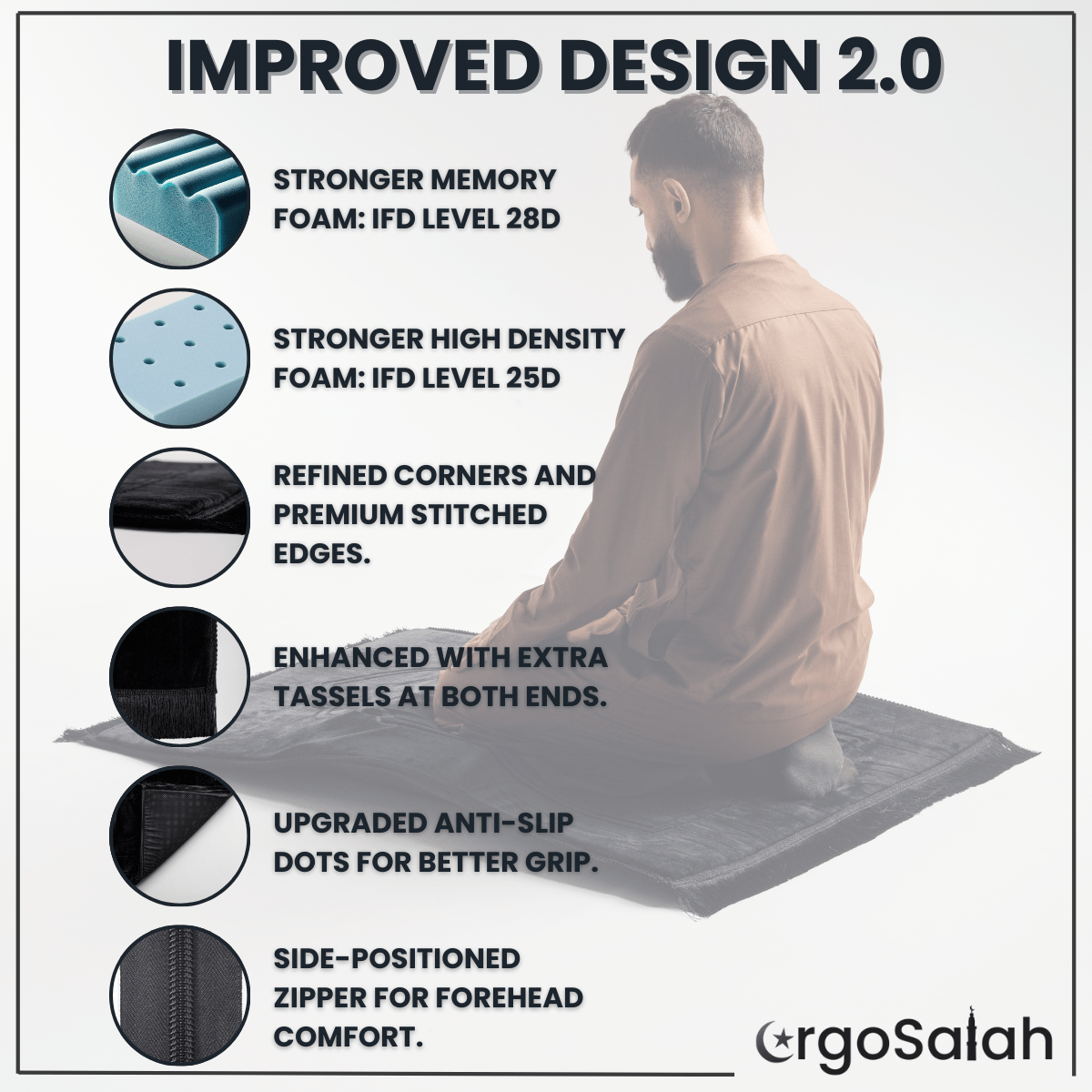 ErgoSalah® 2.0 - Ergosalah - Ergonomic padded prayer mat for knee support