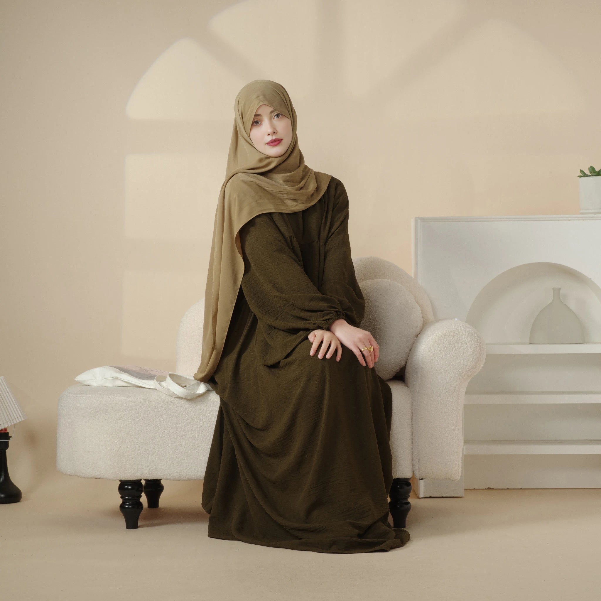 Everyday Wear Modest Long Sleeve Polyester Abaya - Ergosalah - Ergonomic padded prayer mat for knee support