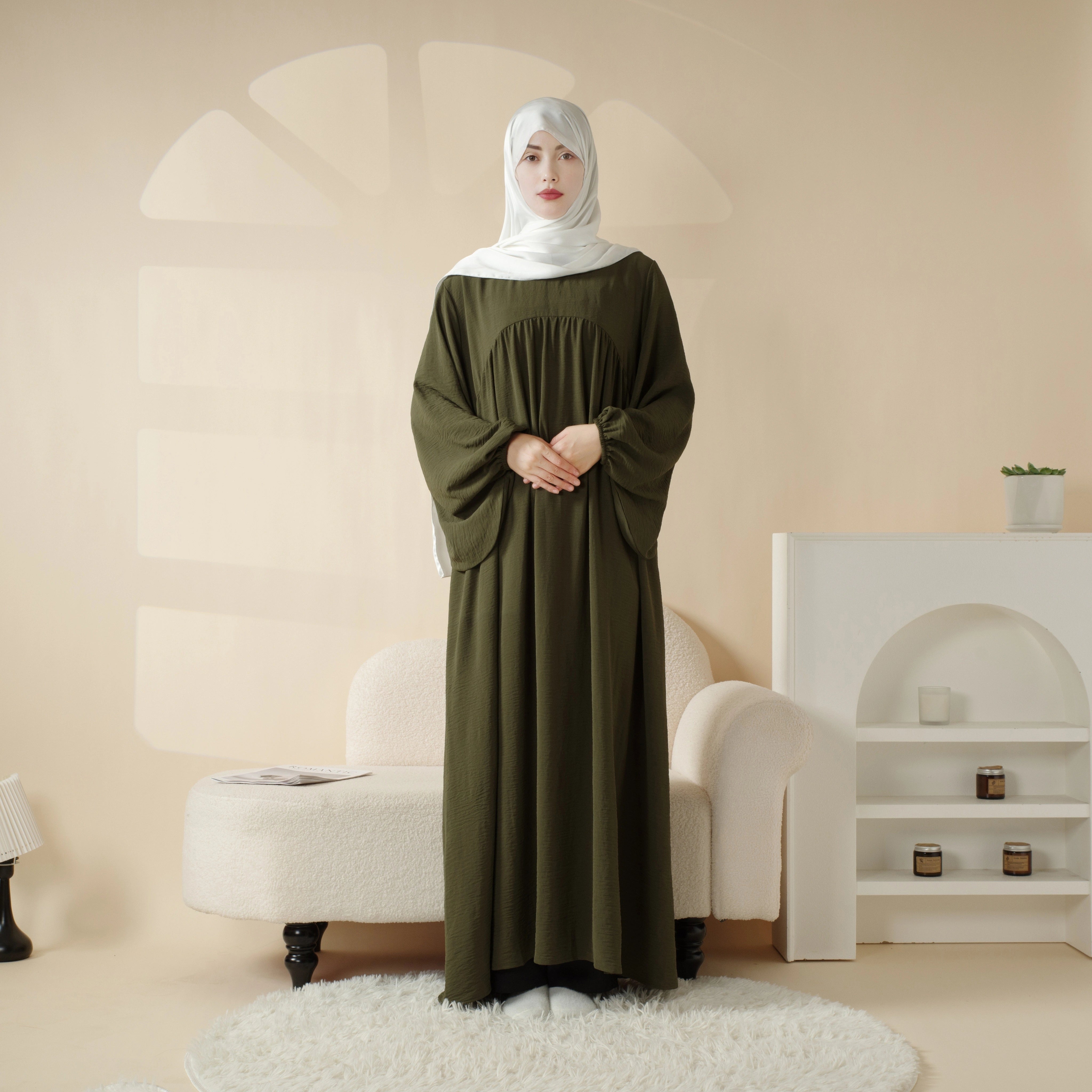 Everyday Wear Modest Long Sleeve Polyester Abaya - Ergosalah - Ergonomic padded prayer mat for knee support