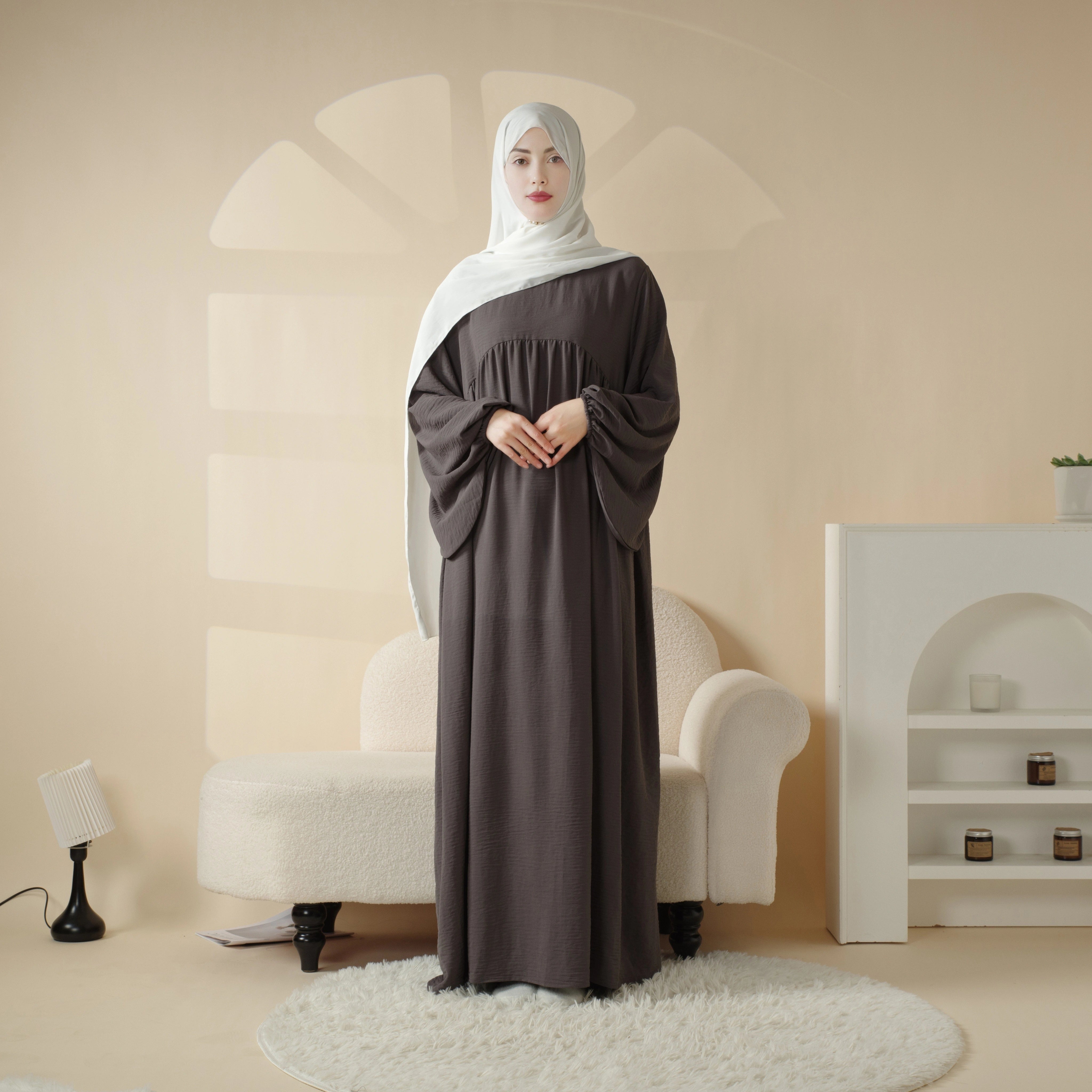 Everyday Wear Modest Long Sleeve Polyester Abaya - Ergosalah - Ergonomic padded prayer mat for knee support