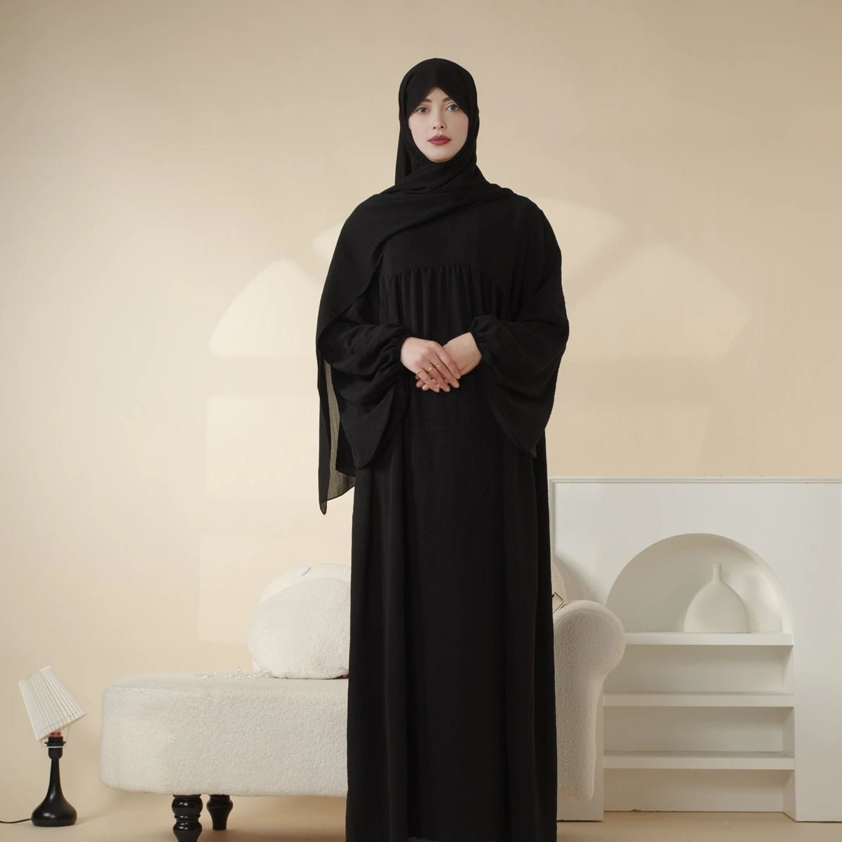 Everyday Wear Modest Long Sleeve Polyester Abaya - Ergosalah - Ergonomic padded prayer mat for knee support