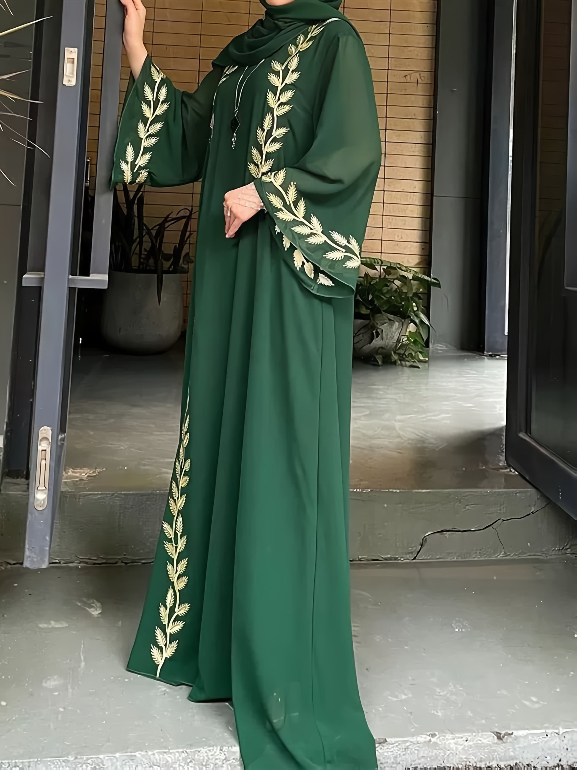 Fadhaa - Chiffon abaya set (including hijab) - Ergosalah - Ergonomic padded prayer mat for knee support