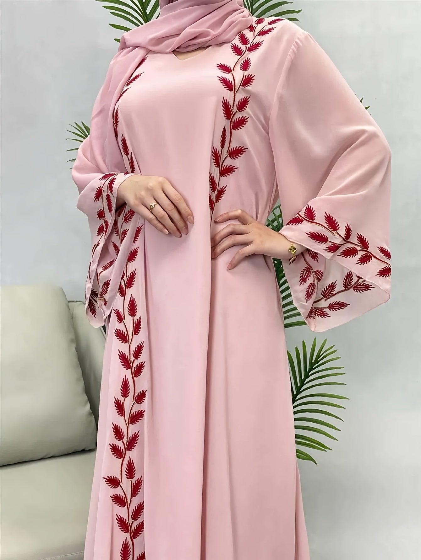 Fadhaa - Chiffon abaya set (including hijab) - Ergosalah - Ergonomic padded prayer mat for knee support