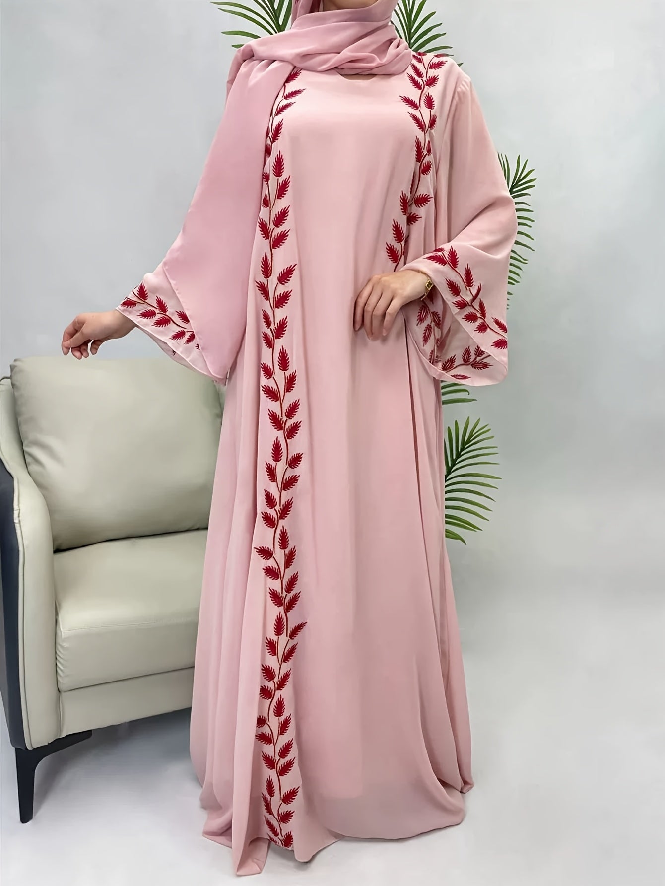 Fadhaa - Chiffon abaya set (including hijab) - Ergosalah - Ergonomic padded prayer mat for knee support