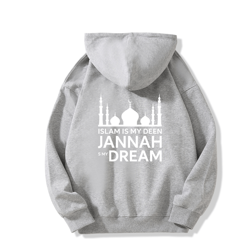Islam Is My Deen Jannah Dream Hoodie | Unisex Back Print - Ergosalah - Ergonomic padded prayer mat for knee support